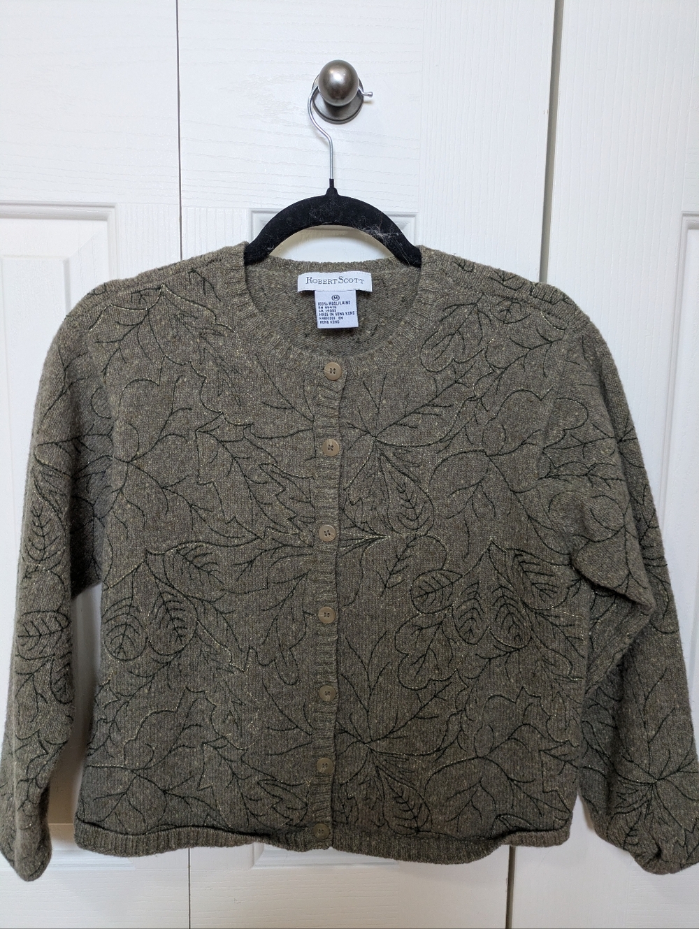 Robert Scott Olive Green Button-Front Women's Sweater